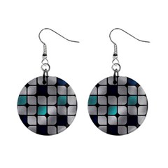 Pattern Abstrat Geometric Blue Grey Mini Button Earrings by alllovelyideas