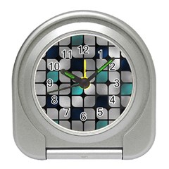 Pattern Abstrat Geometric Blue Grey Travel Alarm Clock by alllovelyideas
