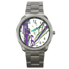 Multicolored Abstract Print Sport Metal Watch by dflcprintsclothing