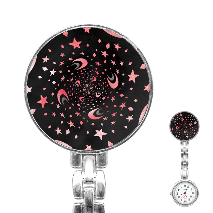 Pattern Lune étoile Profondeur Stainless Steel Nurses Watch