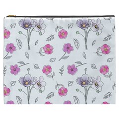 Flowers In One Line Cosmetic Bag (xxxl) by SychEva