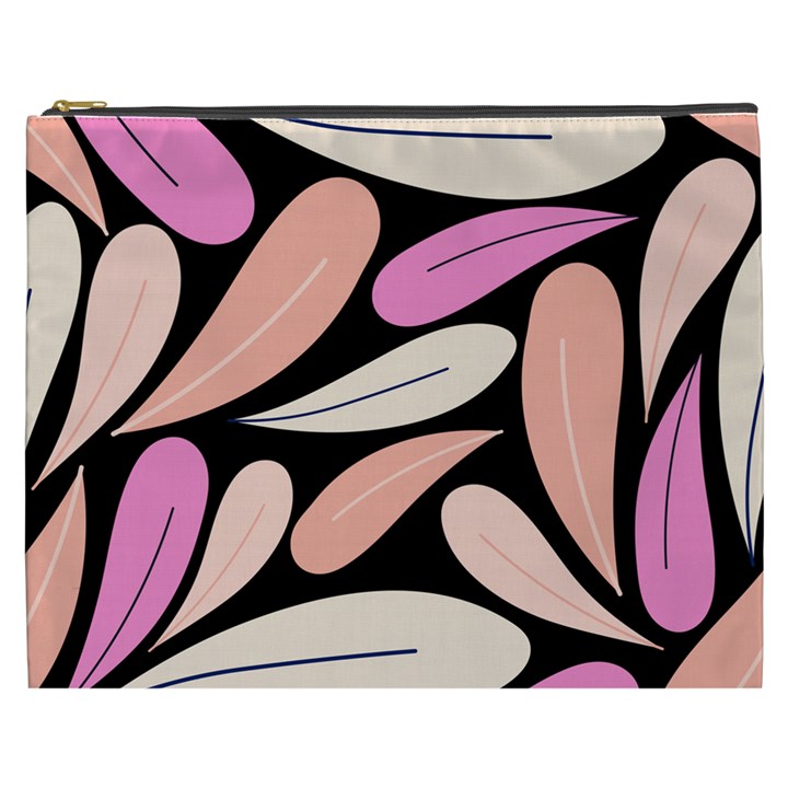 Pattern Feuilles Rose Peche Jaune Cosmetic Bag (XXXL)
