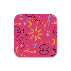 Pattern Mystic Color Rubber Square Coaster (4 pack) 