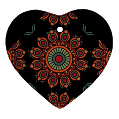 Colored Mandala Dark 2 Ornament (Heart)