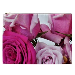 Magenta Roses Cosmetic Bag (xxl) by kaleidomarblingart
