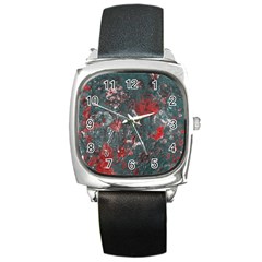 Multicolored Surface Texture Print Square Metal Watch by dflcprintsclothing