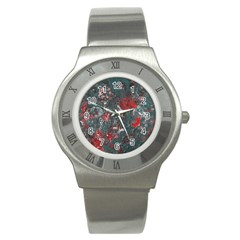 Multicolored Surface Texture Print Stainless Steel Watch by dflcprintsclothing