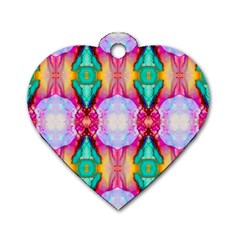 Colorful Abstract Painting E Dog Tag Heart (two Sides) by gloriasanchez