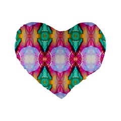 Colorful Abstract Painting E Standard 16  Premium Flano Heart Shape Cushions