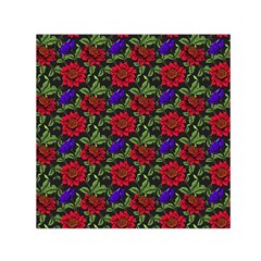 Spanish Passion Floral Pattern Small Satin Scarf (Square)