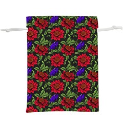 Spanish Passion Floral Pattern  Lightweight Drawstring Pouch (XL)