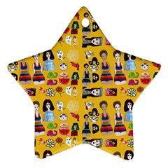 Drawing Collage Yellow Star Ornament (two Sides)