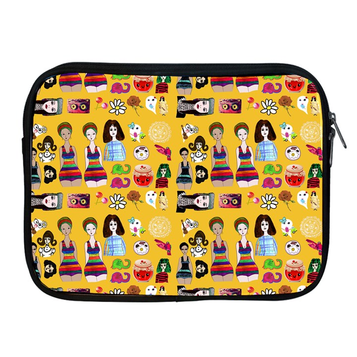 Drawing Collage Yellow Apple iPad 2/3/4 Zipper Cases