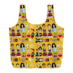 Drawing Collage Yellow Full Print Recycle Bag (l) by snowwhitegirl