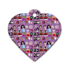 Drawing Collage Purple Dog Tag Heart (one Side) by snowwhitegirl