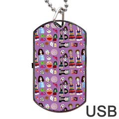 Drawing Collage Purple Dog Tag Usb Flash (two Sides) by snowwhitegirl