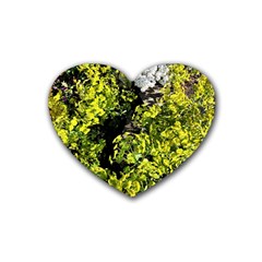 Acid Green Patterns Heart Coaster (4 Pack)  by kaleidomarblingart