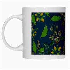 Folk Floral Art Pattern  Flowers Abstract Surface Design  Seamless Pattern White Mugs by Eskimos