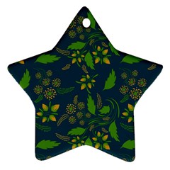 Folk Floral Art Pattern  Flowers Abstract Surface Design  Seamless Pattern Star Ornament (two Sides) by Eskimos