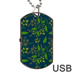 Folk Floral Art Pattern  Flowers Abstract Surface Design  Seamless Pattern Dog Tag Usb Flash (one Side) by Eskimos