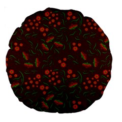 Folk Floral Art Pattern  Flowers Abstract Surface Design  Seamless Pattern Large 18  Premium Round Cushions