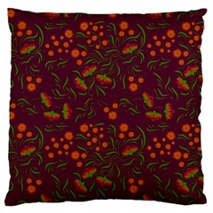 Folk Floral Art Pattern  Flowers Abstract Surface Design  Seamless Pattern Large Flano Cushion Case (two Sides) by Eskimos