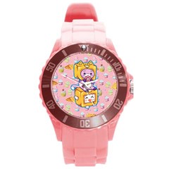 Lankybox Sweets Pink Round Plastic Sport Watch (L)