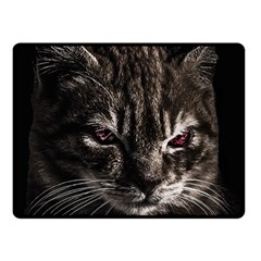 Creepy Kitten Portrait Photo Illustration Double Sided Fleece Blanket (Small) 