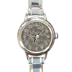 Modern Floral Collage Pattern Design Round Italian Charm Watch