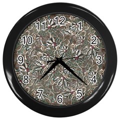 Modern Floral Collage Pattern Design Wall Clock (Black)