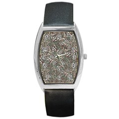 Modern Floral Collage Pattern Design Barrel Style Metal Watch