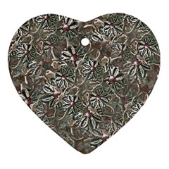 Modern Floral Collage Pattern Design Heart Ornament (Two Sides)