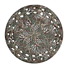 Modern Floral Collage Pattern Design Ornament (Round Filigree)