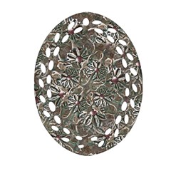 Modern Floral Collage Pattern Design Ornament (Oval Filigree)