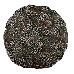 Modern Floral Collage Pattern Design Large 18  Premium Flano Round Cushions