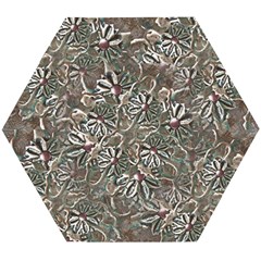 Modern Floral Collage Pattern Design Wooden Puzzle Hexagon