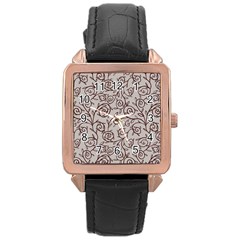 Curly Lines Rose Gold Leather Watch  by SychEva