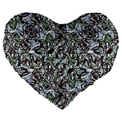Intricate Textured Ornate Pattern Design Large 19  Premium Flano Heart Shape Cushions by dflcprintsclothing