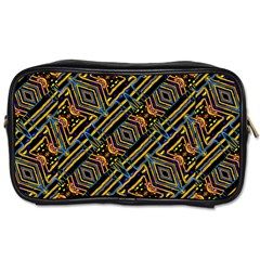 Electric Neon Lines Pattern Design Toiletries Bag (two Sides) by dflcprintsclothing
