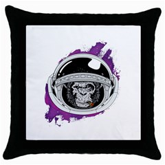 Purple Spacemonkey Throw Pillow Case (black) by goljakoff