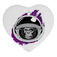 Purple Spacemonkey Heart Ornament (two Sides) by goljakoff