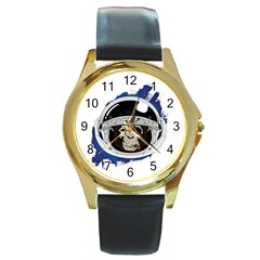 Spacemonkey Round Gold Metal Watch by goljakoff