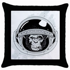 Spacemonkey Throw Pillow Case (black) by goljakoff