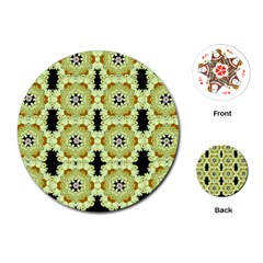 Summer Sun Flower Power Over The Florals In Peace Pattern Playing Cards Single Design (round) by pepitasart