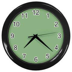 Dark Sea Green Wall Clock (black) by FabChoice