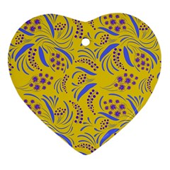 Folk Flowers Art Pattern Floral Abstract Surface Design  Seamless Pattern Ornament (heart) by Eskimos