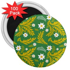 Folk Flowers Art Pattern Floral Abstract Surface Design  Seamless Pattern 3  Magnets (100 Pack) by Eskimos