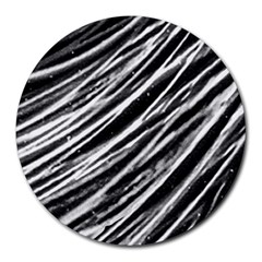 Galaxy Motion Black And White Print Round Mousepads