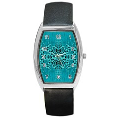 Blue Flowers So Decorative And In Perfect Harmony Barrel Style Metal Watch by pepitasart