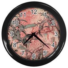 Botanic Grunge Motif Artwork Wall Clock (black) by dflcprintsclothing